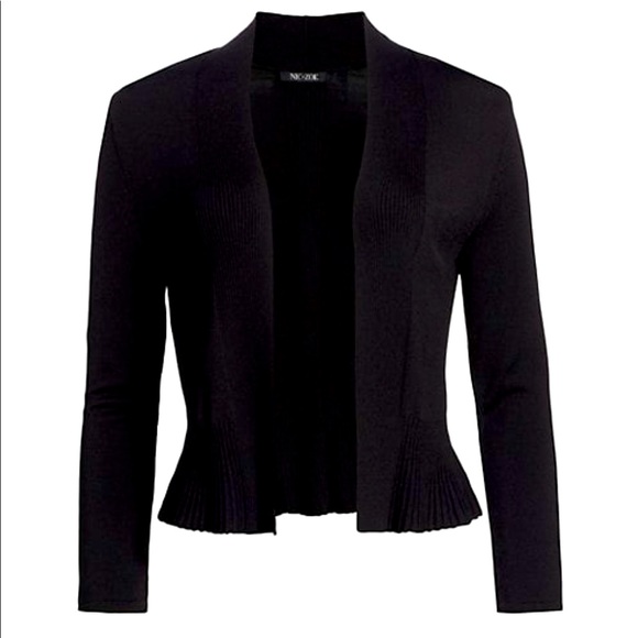 NEW NWT NIC+ZOE Women's First Day Peplum Cardigan Open Front Black Sweater LARGE